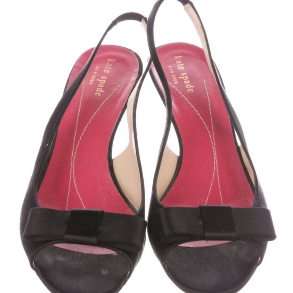 Kate Spade Esme Black Satin Slingbacks